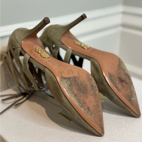 Aquzzura Makes THe Best Suede Shoes! Barely Worn Lace Up Suede Heels. - Picture 2 of 9